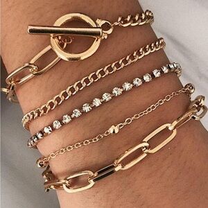 5pcs/set Fashionable Minimalist OT Buckle Bracelet For Women For Daily Decor